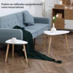 Conjunto de 2 Mesas Auxiliares com Pés de Madeira Mesas de Café 59,5x39,5x45cm e 44,5x28,5x40cm Branco
