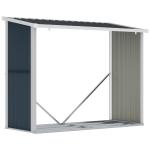 Abrigo para Lenha de Aço Galvanizado Abrigo de Armazenamento de Lenhas com Teto Inclinado para Jardim Terraço Exterior 185x84x133,5/148,5 cm Cinza
