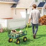 Carrinho de Jardim em Aço com Capacidade 200 kg e Laterais Removíveis 104x54x51 cm Verde e Amarelo
