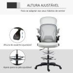 Cadeira de Escritório com Suporte Lombar Apoio para os Braços Dobrável e Altura Ajustável 59x65x102 - 122 cm Cinza