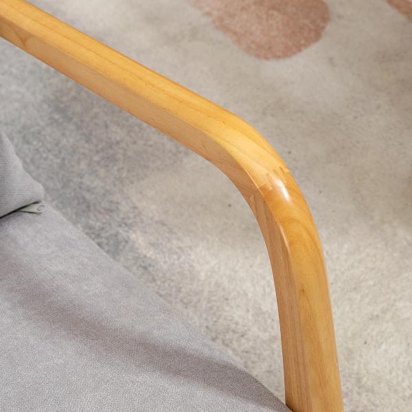 Poltrona Sala de Estar Nórdica Acolchoada com Apoio para os Braços e Estrutura de Madeira de Borracha 61x78x76 cm Cinza