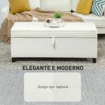Banco de Armazenamento com 2 Dobradiças de Segurança Tampa Rebatível para Sala de Estar Quarto 120x40x48 cm Creme