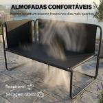 Conjunto de Jardim de 4 Peças Móveis de Exterior com 2 Sofás de 2 Lugares 2 Mesas de Vidro Almofadas Capas Removíveis Cinzento