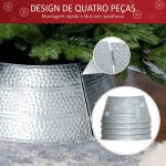 Saia para Árvore de Natal em Metal Impermeável, Decoração para Festas e Casa, 66x66x23 cm, Prateado