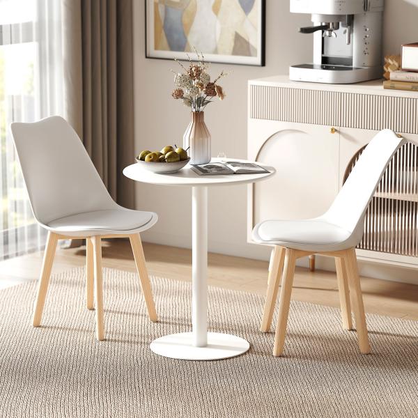 Mesa de Refeição Redonda para 2 Pessoas Mesa de Cozinha de Aço para Interior e Exterior Ø60x72 cm Branco