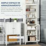 Armário Alto de Casa de Banho com 2 Portas de Vidro e 3 Prateleiras Armário Auxiliar Estilo Moderno 53x30x162cm Branco
