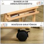 Cavalete de Pintura Dobrável 238 cm Cavalete de Madeira com Rodas Altura Ajustável Bandeja Madeira