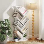 Estante em Forma de Árvore de 7 Níveis Estante de Livros com 7 Prateleiras e Estrutura de Aço 50x24x109 cm Branco