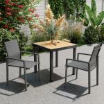 Conjunto de 2 Cadeiras de Jardim Empilháveis com Tecido Transpirável e Estrutura em Aço 56x58x89 cm Cinzento Escuro