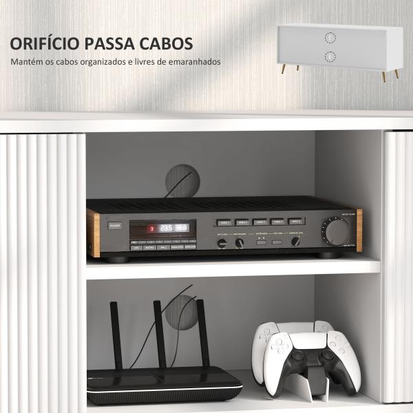 Móvel de TV Moderno Móvel de TV para Sala de Estar com 2 Compartimentos Abertos para Televisores de 55 Polegadas 120x35x48 cm Branco