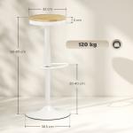 Conjunto de 2 Bancos de Bar Giratórios Bancos Altos de Cozinha com Descanso para Pés 38,5x38,5x60 - 80 cm Madeira e Branco