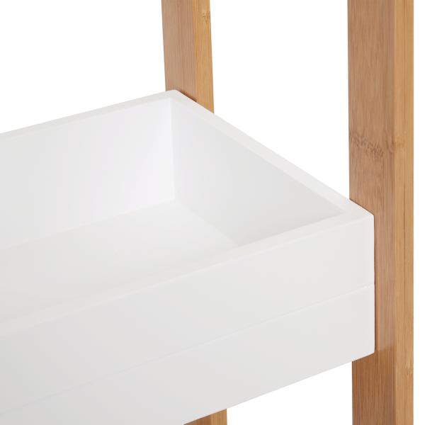 Móvel Auxiliar de banheiro com 3 Prateleiras Organizadoras de Bambu 27,5x20,8x74 cm Cor Branco e Natural