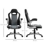 Cadeira de escritório ergonômica Altura ajustável apoio de Braço dobrável com 5 rodas Carga 120 kg 65x69x112 - 122 cm cinza