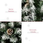 Árvore de Natal Artificial 180cm com 800 Ramos e 61 Pinhas Folhas de PVC com Efeito Neve Base Dobrável Verde