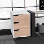 Bloco de Gavetas para Escritório Móvel de Escritório Bloco de Gavetas com 3 Gavetas e 4 Rodas 40x50x57,5 cm Madeira e Branco