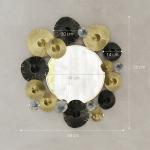 Espelho Decorativo de Parede Metálico para Sala Quarto Corredor 84x84 cm Dourado e Preto