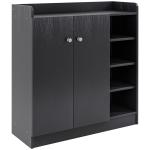 Sapateira com 2 Portas Prateleiras Interiores e 4 Prateleiras Exteriores com Altura Ajustável 83x30x90 cm Preto