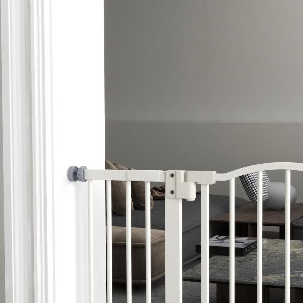 Barreira de Segurança para Cães com Largura Ajustável 74 - 100 cm e Extensões para Escadas e Portas Branco