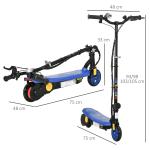 Trotinete Elétrica Dobrável com Velocidade Máx. 12 km/h Motor 120 W Autonomia Máxima 10 km e Farol LED 75x48x93 - 105 cm Azul