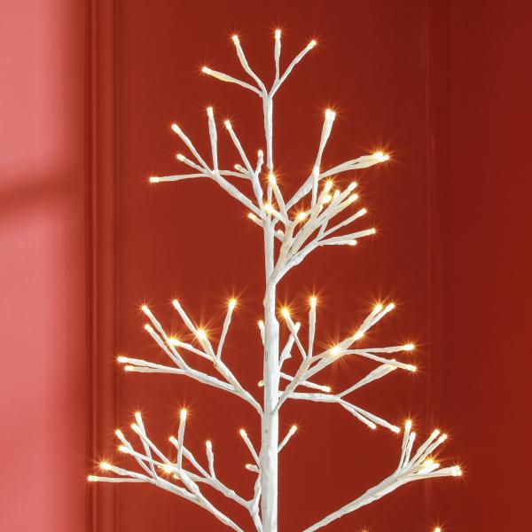 Árvore de Natal Artificial 180 cm com 384 Luzes LED Branco - Quente Ramos Flexíveis Base de Aço Branco