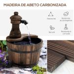 Fonte de Água de Madeira Fonte de Jardim em Cascata com Bomba Elétrica e Saída de Água Ajustável para Decoração 27x27x37 cm Madeira