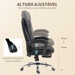 Cadeira de Escritório com 6 Pontos de Massagem Giratória com Encosto Reclinável 135º Função de Aquecimento 65x70x111 - 119 cm Preto
