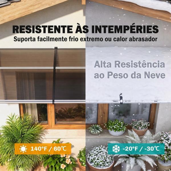 Marquesa Exterior para Portas e Janelas 303x96x27 cm com Barra de Liga de Alumínio PP Policarbonato Castanho