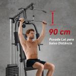 Máquina de Musculação com Pesos Ajustáveis de 45 kg, Press de Peito e Pernas, Polia, 135x103x200 cm, Preto