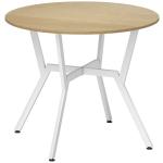 Mesa de Refeição Redonda Mesa de Jantar Estilo Industrial com Bancada de Madeira e Estrutura de Aço Ø90x76 cm Madeira e Branco