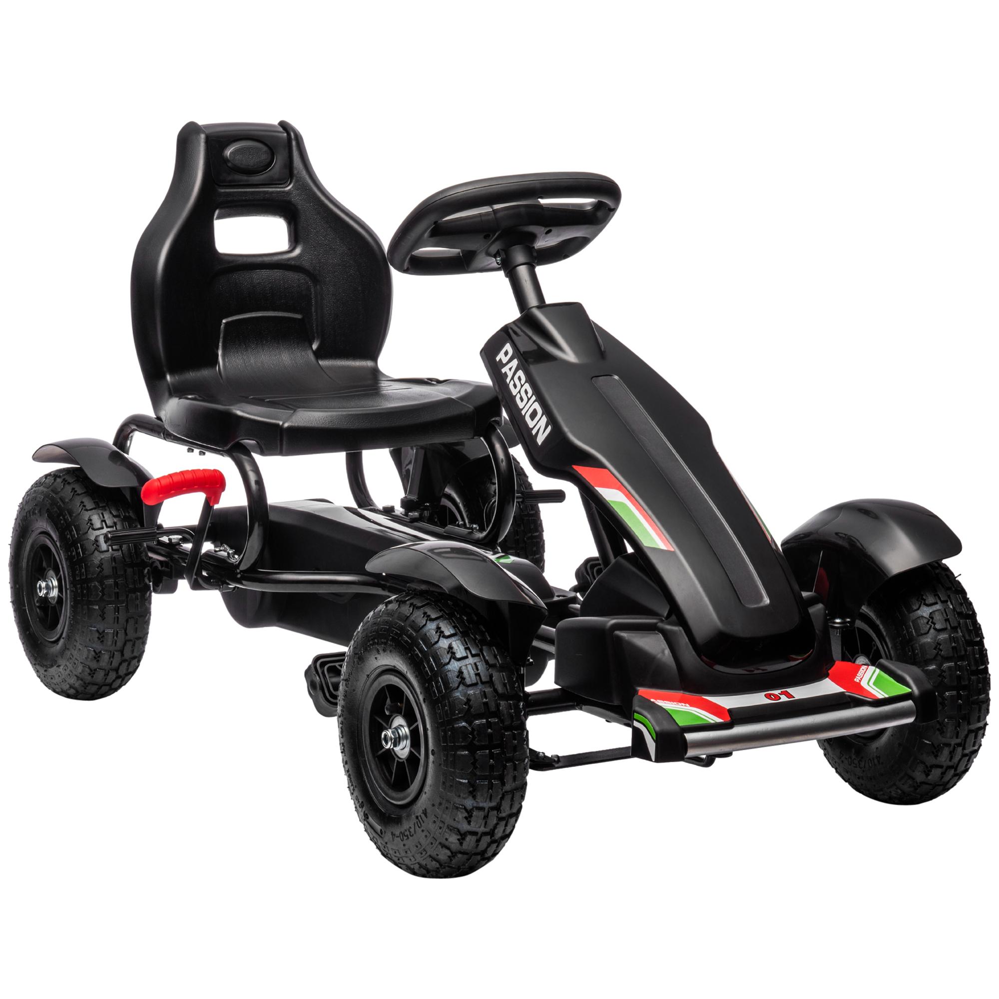 Kart a Pedais para Crianças com Assento Ajustável Pneus de Goma Travão de Mão para Crianças de 5 - 12 Anos 121x58x61 cm Branco