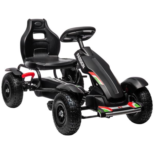 Kart a Pedais para Crianças com Assento Ajustável Pneus de Goma Travão de Mão para Crianças de 5 - 12 Anos 121x58x61 cm Branco