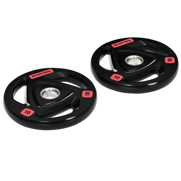 Conjunto de 2 Discos de Pesos Olimpicos 10kg Ferro Fundido Placas de Peso com Orifício de 5cm Ø32x4cm Preto