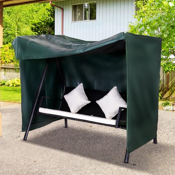 Capa para Móveis de Jardim Capa Protetora para Baloiços de Exterior com Zíper 205x124x164cm Verde