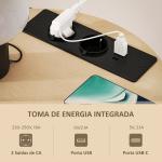 Mesa Auxiliar Redonda de 3 Níveis com Estação de Carregamento Mesa Auxiliar Industrial com 2 Prateleiras Abertas Ø50x55,1 cm Madeira e Preto