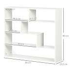 Estante de Parede de 4 Níveis com 7 Compartimentos Abertos para Sala de Estar Escritório Estilo Moderno 94x19,5x80cm Branco