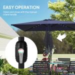 Chapéu de Sol de Jardim com 24 Luzes LED Solares Cobertura Inclinável Poste Metálico 29x25 m Azul Escuro