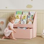 Estante para Livros Infantil de 4 Níveis com 3 Prateleiras e 1 Gaveta com Rodas 62,5x30x70 cm Rosa