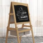 Cavalete para Crianças 3 em 1 com Quadro preto e Quadro Branco para Desenhos com Rolo de Papel 58x50,5x109 cm Madeira