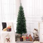 Árvore de Natal Tipo Lápis 180 cm com Base Dobrável e 479 Ramos para Escritório Verde