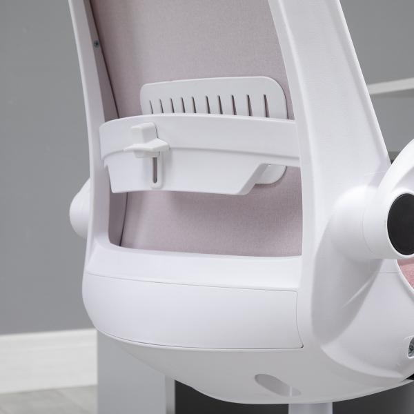 Cadeira de Escritório Giratória Função de Inclinação Altura Ajustável Ergonômica com Apoio de Braço Elevavel Carga 120 kg62,5x60x94 - 104 cm Rosa
