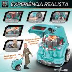 Motor de Caminhão para Crianças acima de 3 Anos Conjunto de Motor de Brinquedo com 61 Peças Volante Buzina Faróis Caixa de Armazenamento e Rodas 40x39x47cm Turquesa