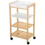 Carrinho de cozinha de 4 niveis com bandeja removível 40x30x76 cm Branco