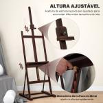 Cavalete de Pintura 230 cm com Altura e Ângulo Ajustáveis Arrumação para Adultos Artistas Pintores Castanho