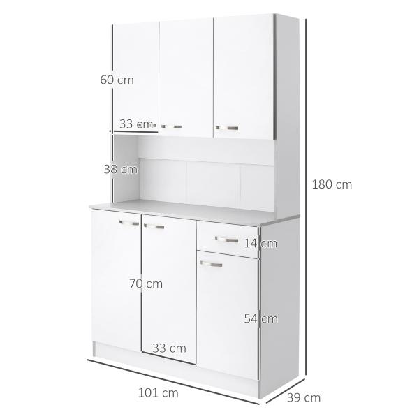 Armário de Cozinha com Prateleira Ajustável para Microondas 101x39x180 cm Branco