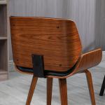 Conjunto de 2 Cadeiras de Jantar com Pés de Madeira Estofadas em Couro Sintético Encosto Curvado 53x54x81 cm Preto