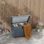 Baú de Exterior 295 L Baú de Armazenamento de Aço Galvanizado com 1 Fechadura para Jardim 100x62x65 cm Cinza Escuro