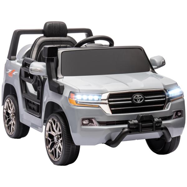 Carro Elétrico para Crianças Toyota Land Cruiser 12V com Faróis Buzina Arranque Lento e Música MP3 107x65x55,5 cm Cinza