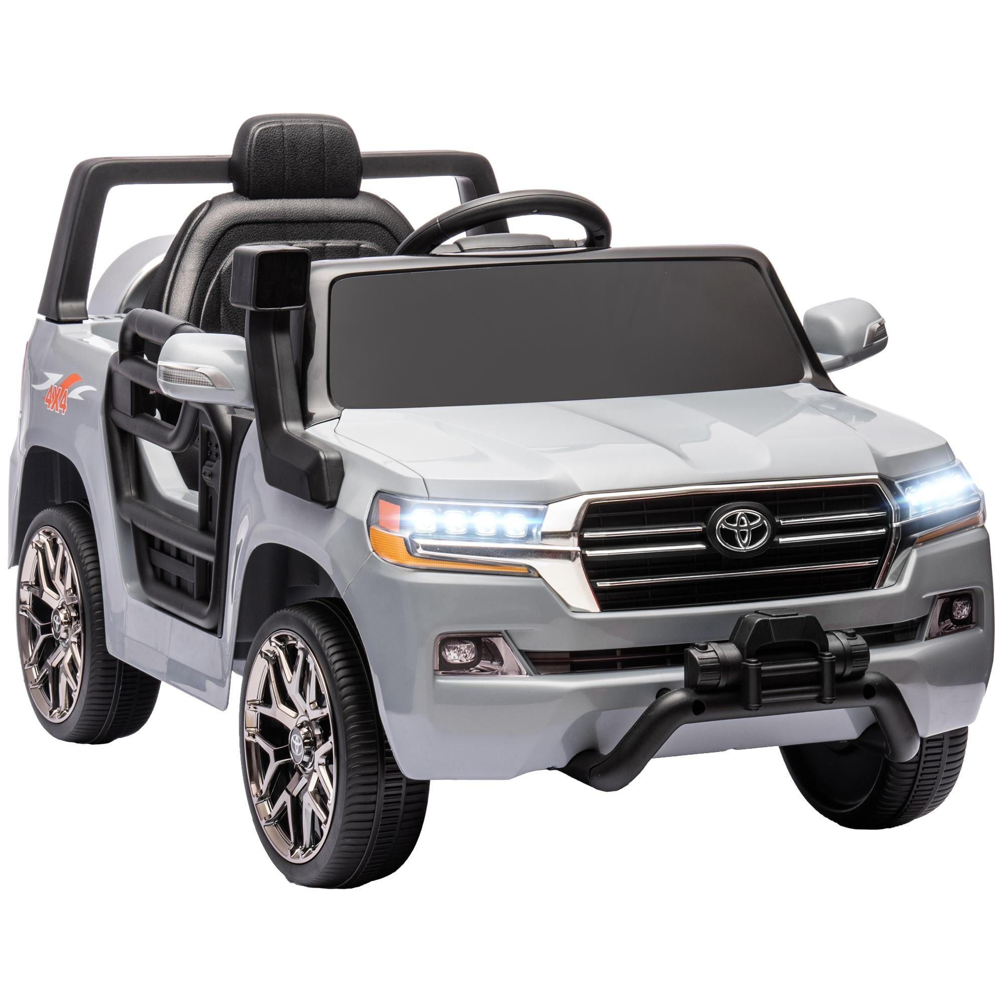 Carro Elétrico para Crianças Toyota Land Cruiser 12V com Faróis Buzina Arranque Lento e Música MP3 107x65x55,5 cm Cinza
