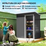 Abrigo de Jardim Exterior 1,5 m² 163x89x182 cm Abrigo Metálico para Ferramentas com Porta de Correr e Teto Inclinado Preto