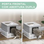 Caixa de Areia para Gatos Dobrável Caixa de Areia para Gatos Fechada com Bandeja Removível e Pá 47,5x35,5x36,7cm Cinza